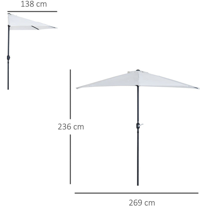 2.7m Half Parasol for Balcony - 5 Steel Ribs