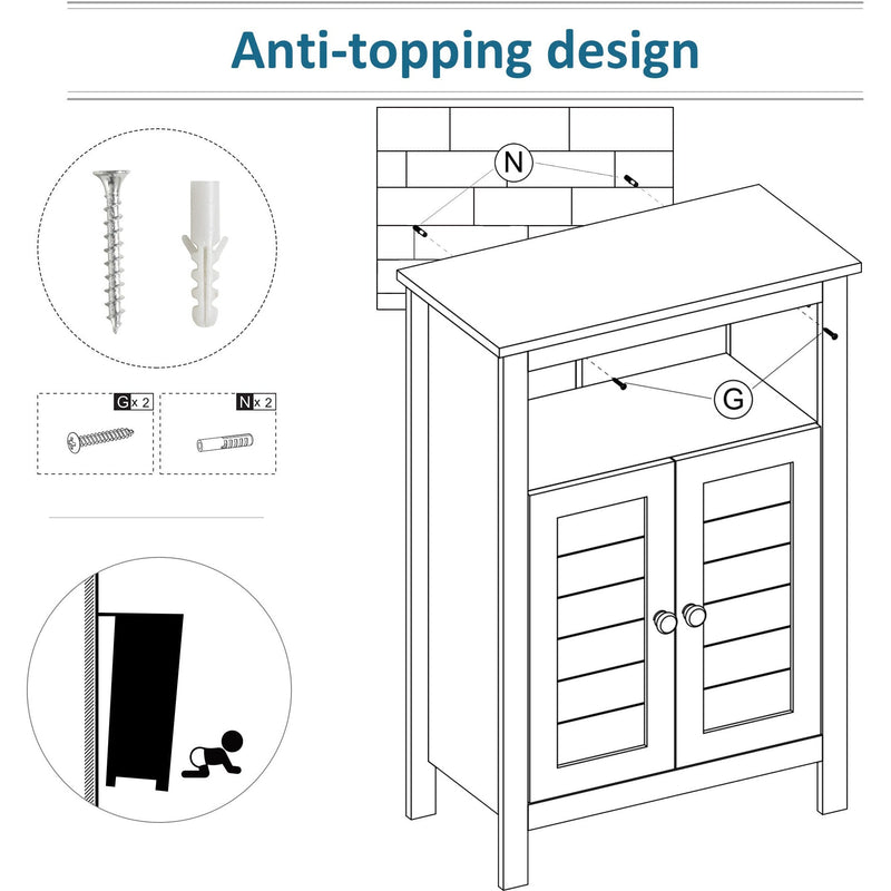 Grey Freestanding Bathroom Cabinet Kleankin