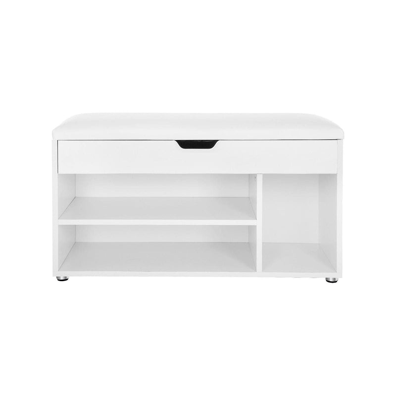 Vasagle White Cushioned Shoe Storage Bench With Hidden Compartment For Keys - Stylish and organised entryway 