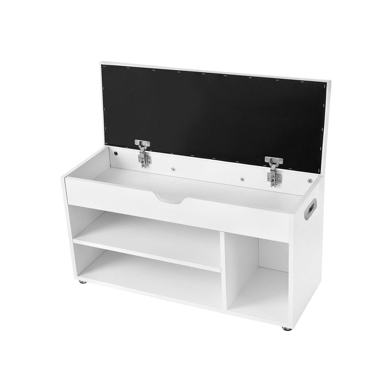 Vasagle White Cushioned Shoe Storage Bench With Hidden Compartment For Keys - Stylish and organised entryway 