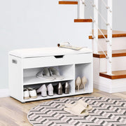 Vasagle White Cushioned Shoe Storage Bench With Hidden Compartment For Keys - Stylish and organised entryway 