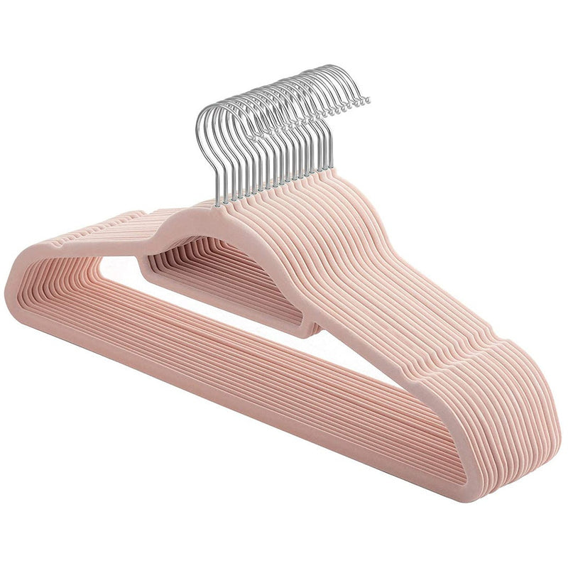 20-Pack Light Pink Hangers with Tie Organizer