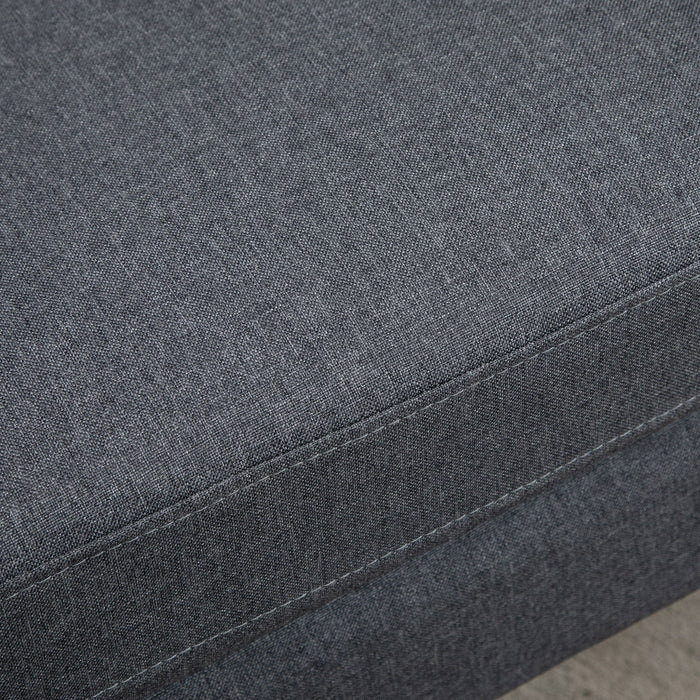 Grey Linen 2-Seater Sofa with Curved Design & Wood Legs