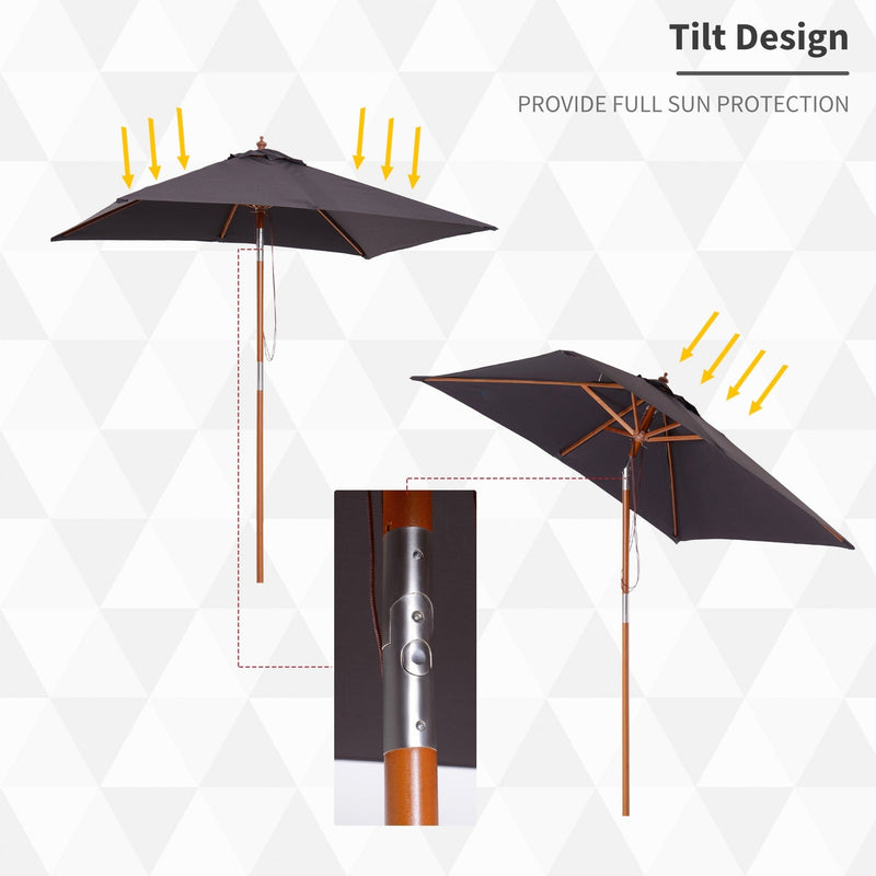 2m Outdoor Tilting Parasol Umbrella, Garden Sun Shade
