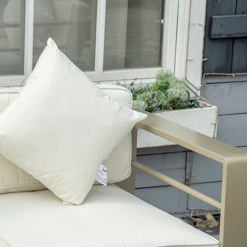 Garden Furniture Sofa and Table, Gold Frames, Cream Cushions Outsunny