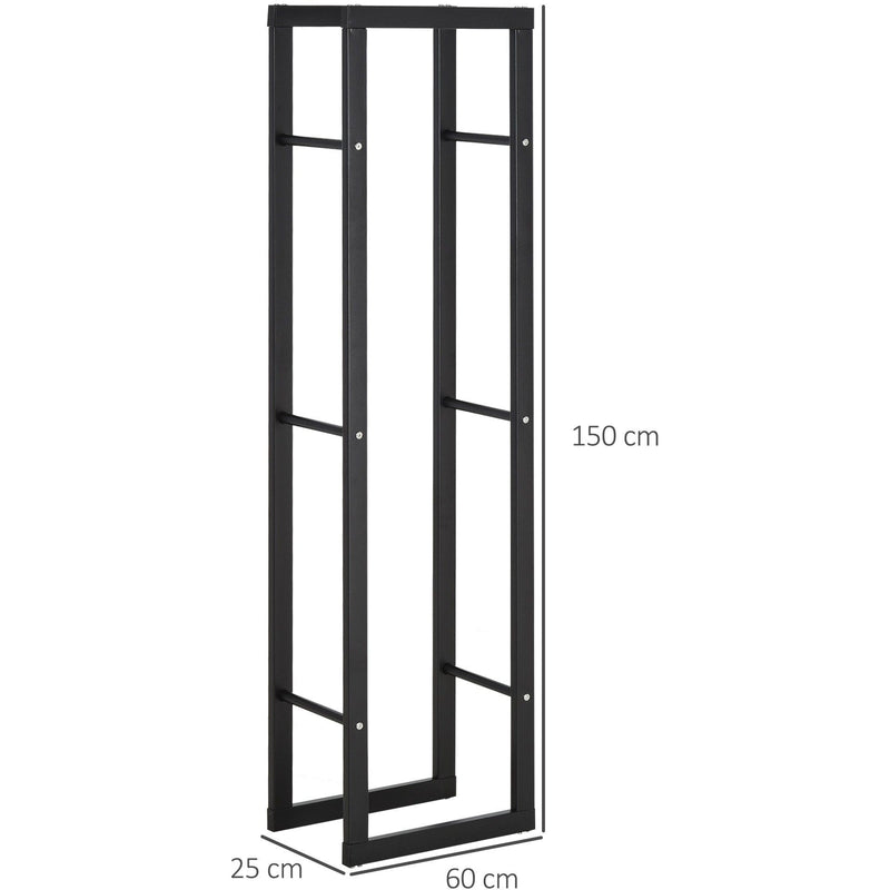 Tall Metal Firewood Log Holder, Indoor/Outdoor, Rust-Resistant