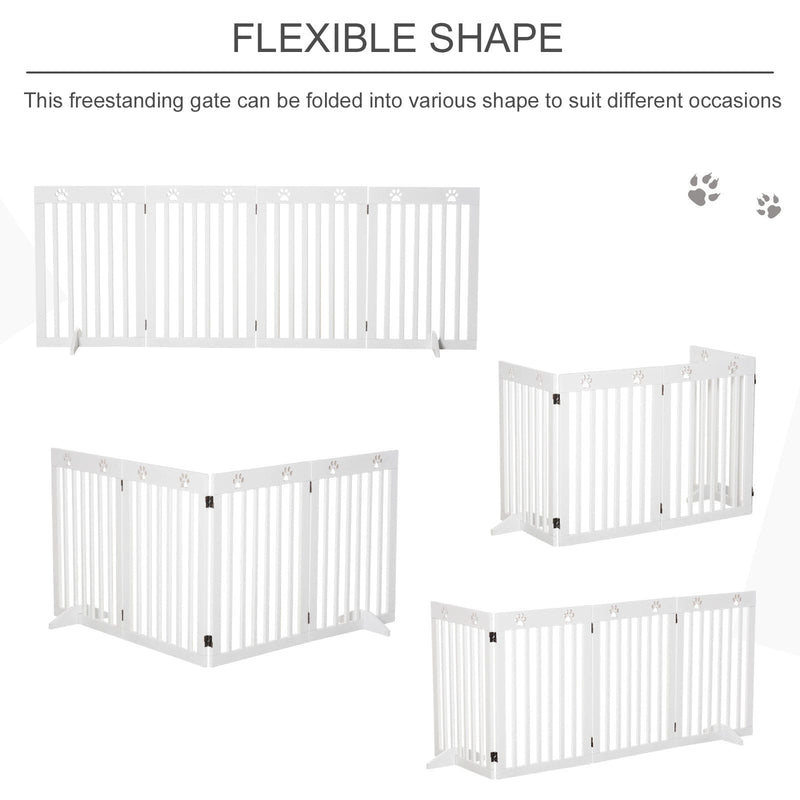 Freestanding Wooden Pet Gate, 204L x 30W x 75H cm, White