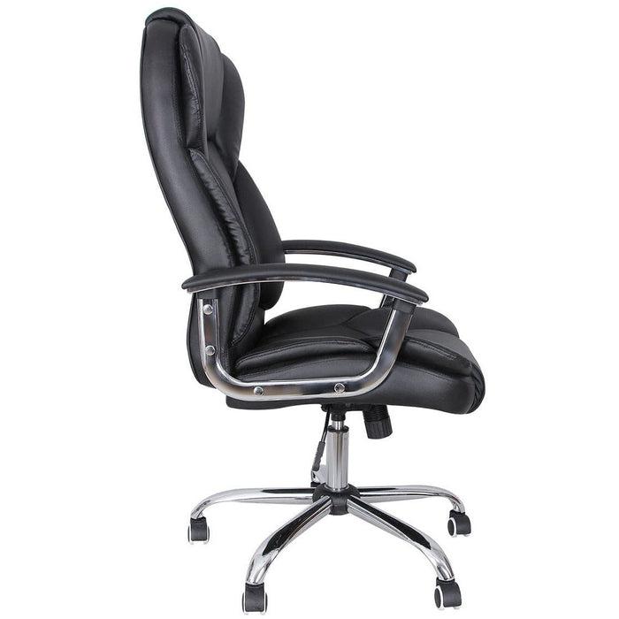 High Back Office Chair, Black Leather