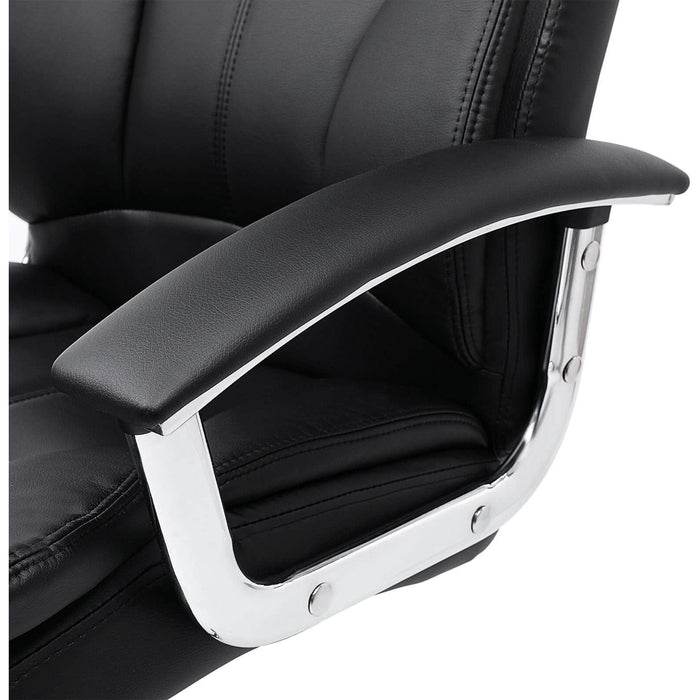 High Back Office Chair, Black Leather