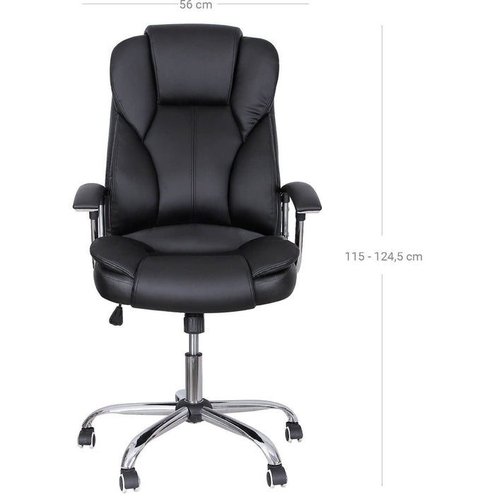 High Back Office Chair, Black Leather