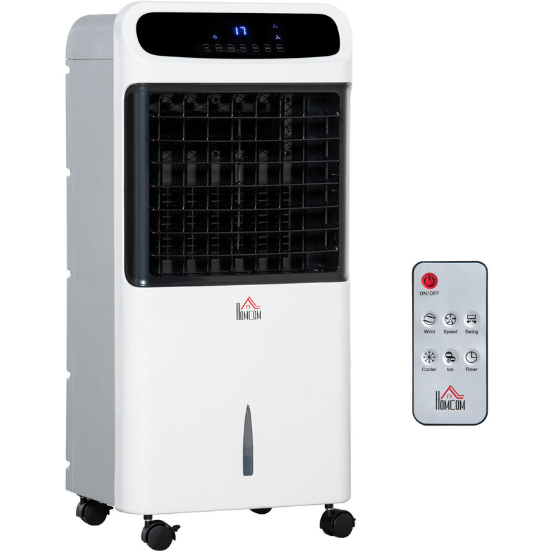 HOMCOM 32" Mobile Air Cooler, Evaporative Anion Ice Cooling Fan Water Conditioner Humidifier Unit w/3 Modes, Remote Controller, Timer for Home Bedroom Homcom