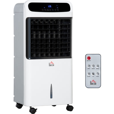HOMCOM 32" Mobile Air Cooler, Evaporative Anion Ice Cooling Fan Water Conditioner Humidifier Unit w/3 Modes, Remote Controller, Timer for Home Bedroom Homcom
