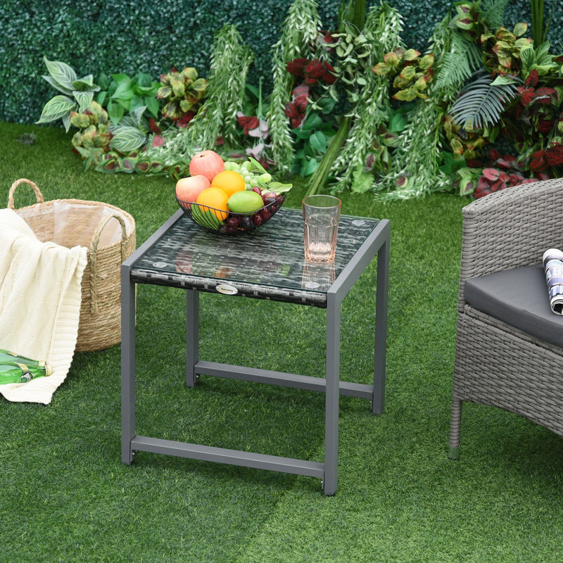 Outsunny Patio Wicker Coffee Table  Garden Rattan Desk