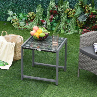 Outsunny Patio Wicker Coffee Table  Garden Rattan Desk Outsunny