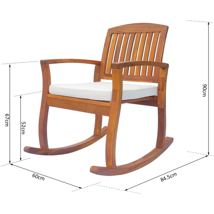 Acacia Wood Garden Rocking Chair with Cushion