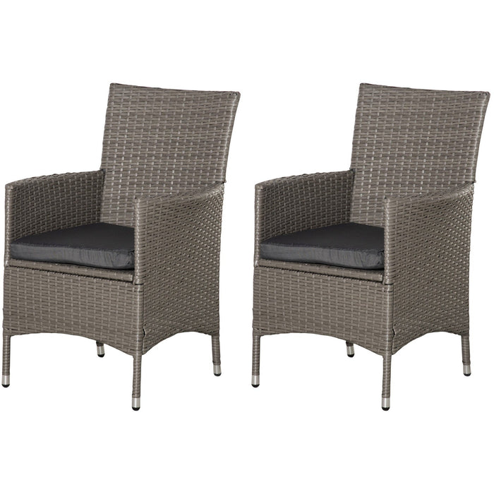 Garden Furniture Bistro Set, 2 Rattan Armchairs and Table