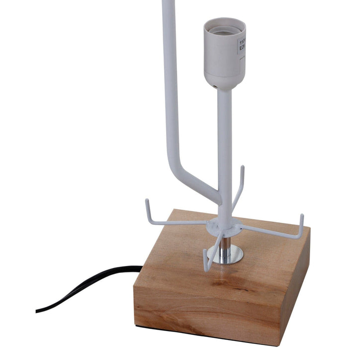 Tall Linen Floor Lamp, Wood Base, 2 Bulbs, Modern Design