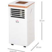 HOMCOM 9000 BTU 4-In-1 Compact Portable Mobile Air Conditioner Unit Cooling Dehumidifying Ventilating w/ Fan Remote LED 24 Hr Timer Auto Shut-Down Homcom
