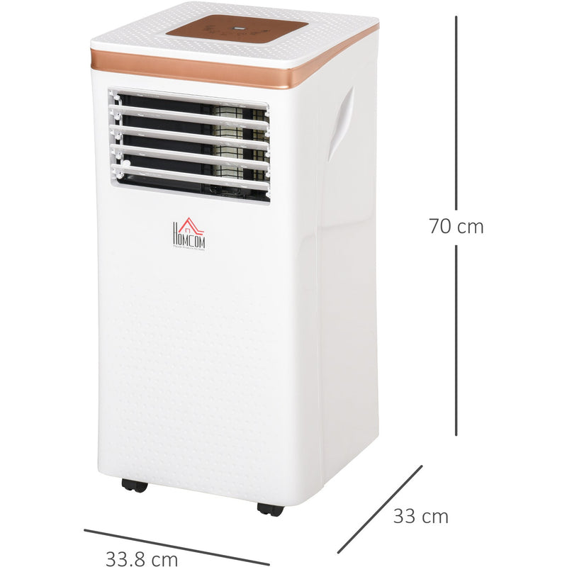 HOMCOM 9000 BTU 4-In-1 Compact Portable Mobile Air Conditioner Unit Cooling Dehumidifying Ventilating w/ Fan Remote LED 24 Hr Timer Auto Shut-Down Homcom