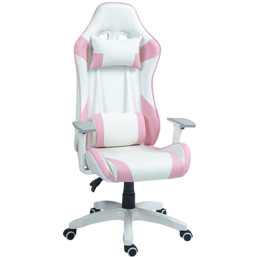 Homcom Gaming Chair White Pink