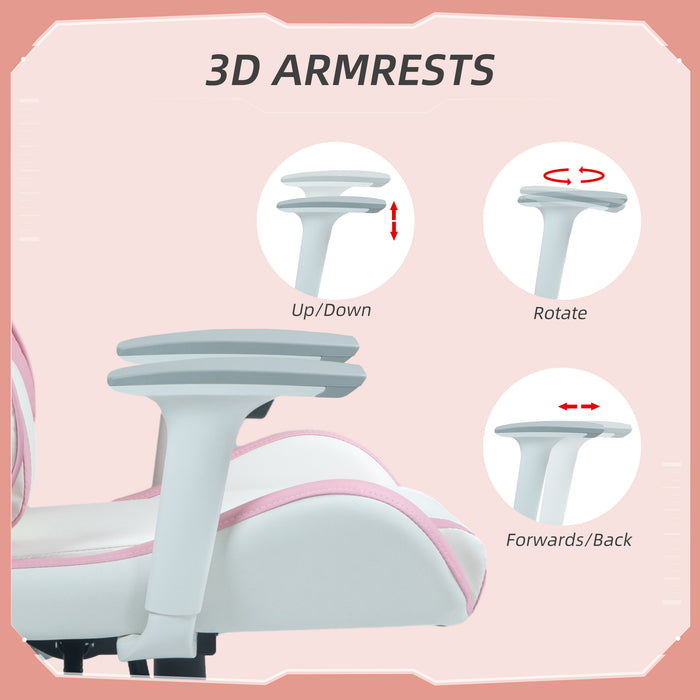 Homcom Gaming Chair White Pink