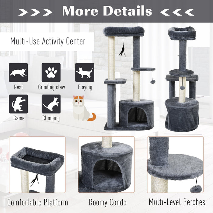 Multi-Activity Cat Tree Scratching Post, Perch House, Toys