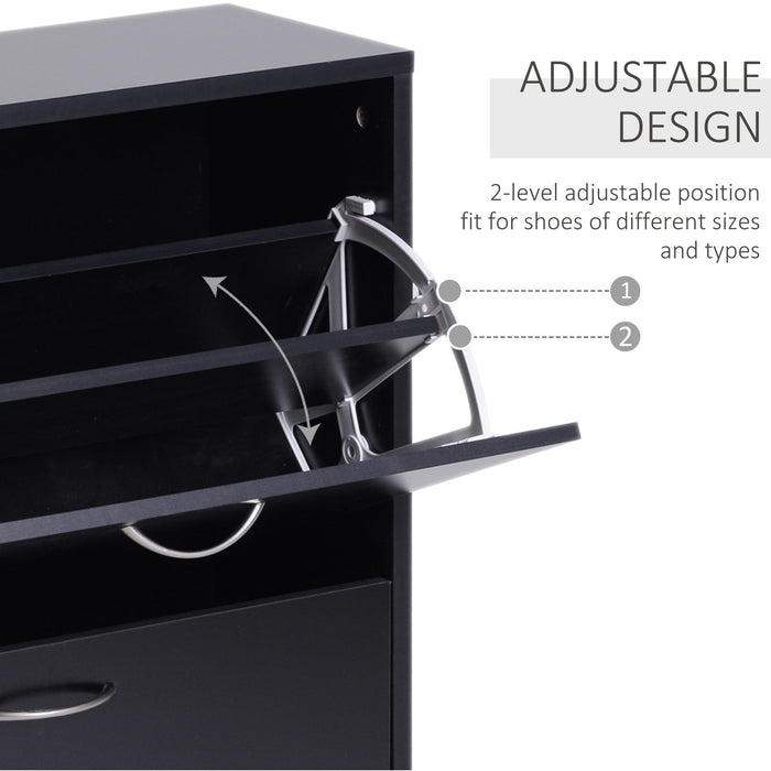 Black Tipping Shoe Cabinet w/ Adjustable Shelf