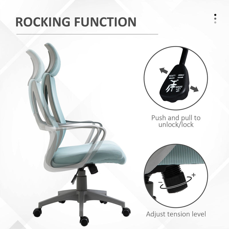 Swivel Office Chair With Wheels, Ergonomic Mesh Back