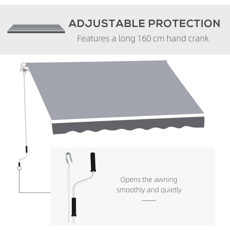 Manual Awning For Patio, 2.5m x 2m, Retractable, Grey