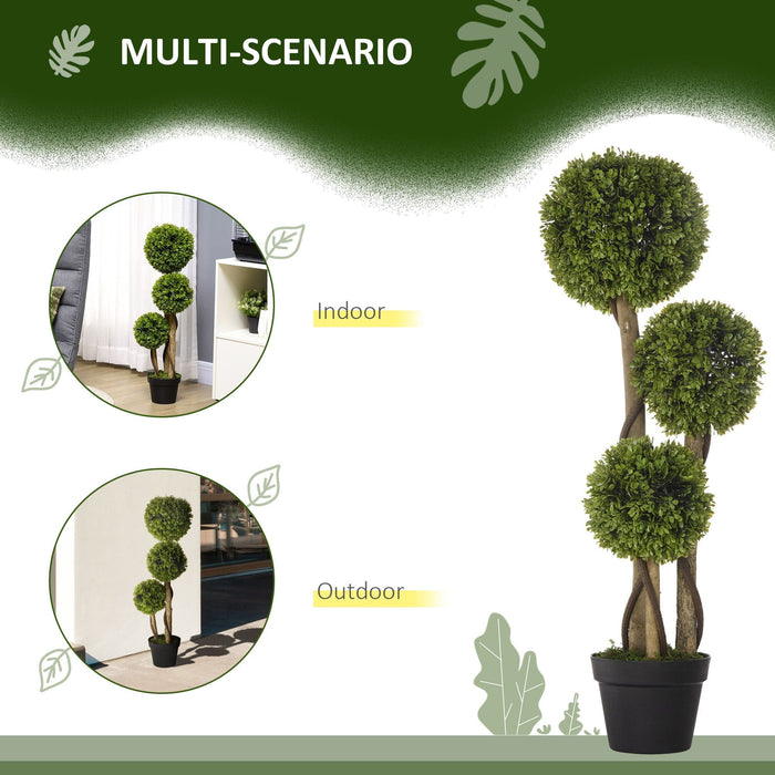 Artificial Boxwood Ball Topiary Tree in Pot Fake Plants, 90 cm