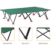 Outsunny Double Camping Cot Foldable Sunbed Outdoor Patio Sleeping Bed Super Light w/ Carr Bag (Green) Outsunny