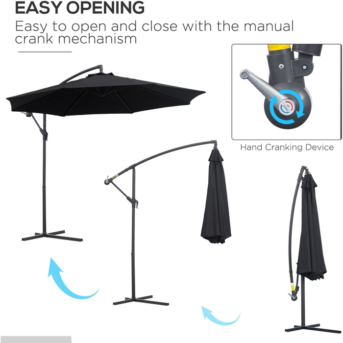 Image of a black Overhanging Garden Parasol