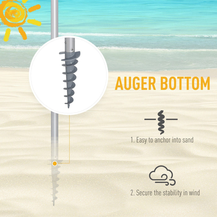 2.4m Arc Beach Umbrella - Sand Anchor, Adjustable Tilt