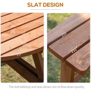 8 Seater Round Wooden Garden Tables With Benches Outsunny
