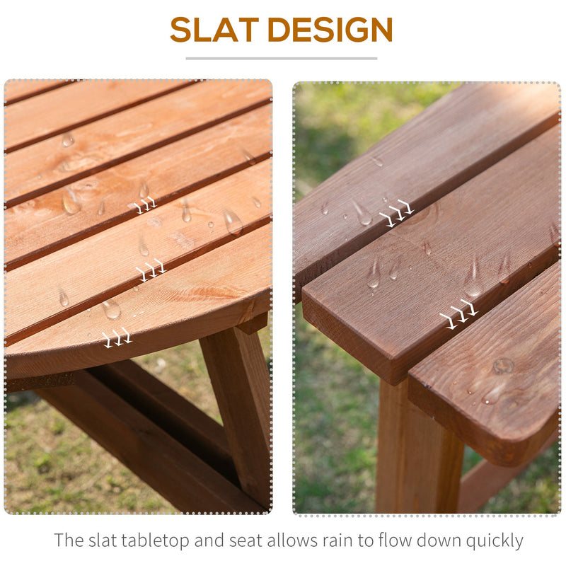 8 Seater Round Wooden Garden Tables With Benches Outsunny