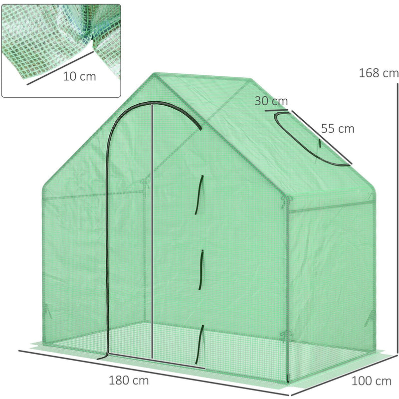 Small Greenhouse For Garden, Roll-Up Door, 180x100x168cm