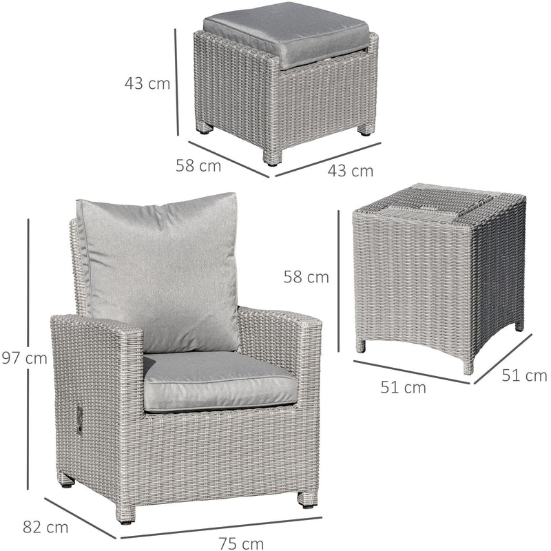 Reclining Rattan Garden Chairs With Drinks Cooler Table