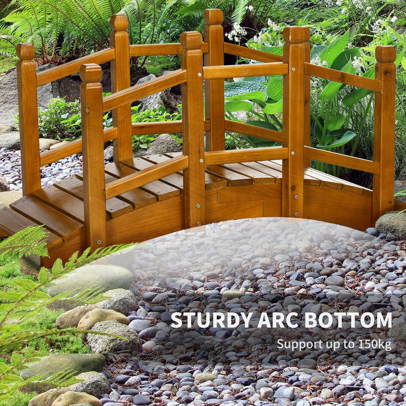 Wooden Garden Bridge with Railings Outsunny