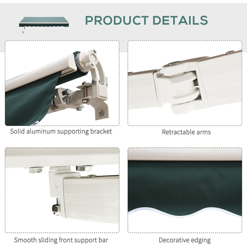 Manual Retractable Garden Patio Awning, 2.5m x 2m