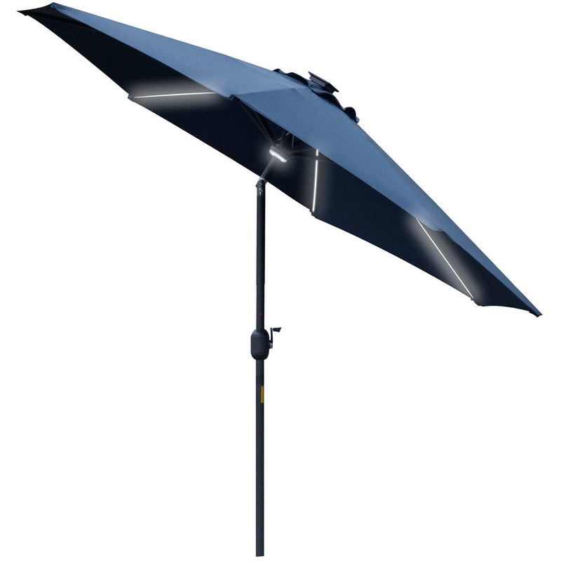 2.7m Garden Parasol With Lights, Tilt, Crank, Summer Shade
