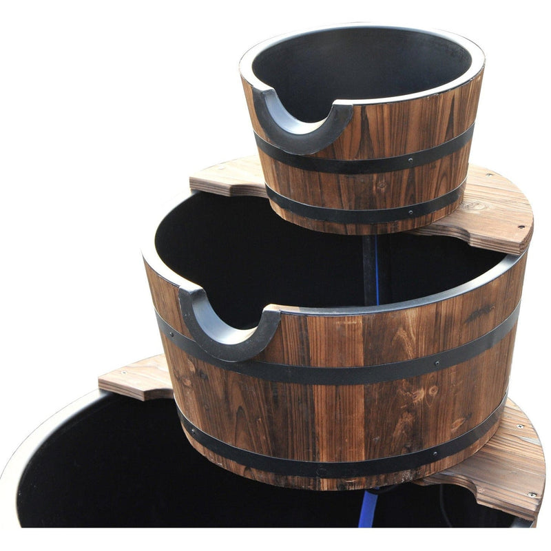 Wooden Water Pump Fountain, Cascading Garden Feature Outsunny