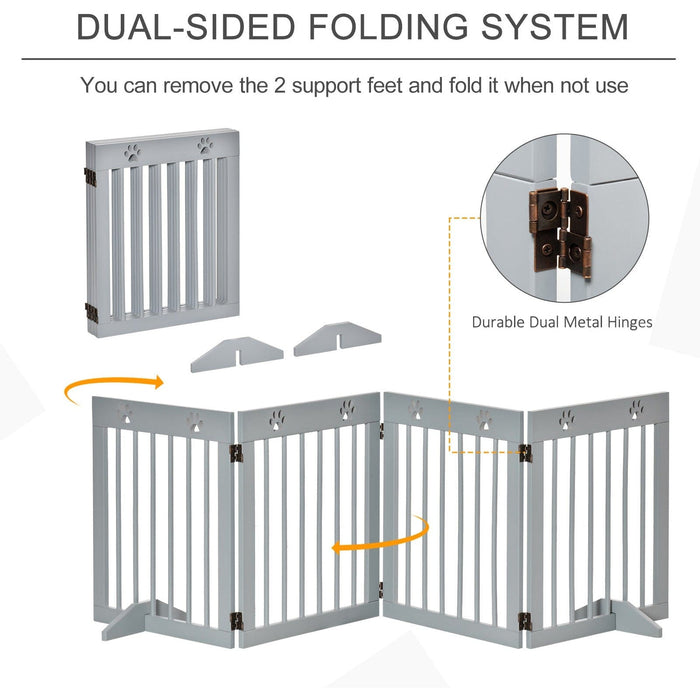 Freestanding Pet Gate, Folding Design, 204 x 61cm, Brown