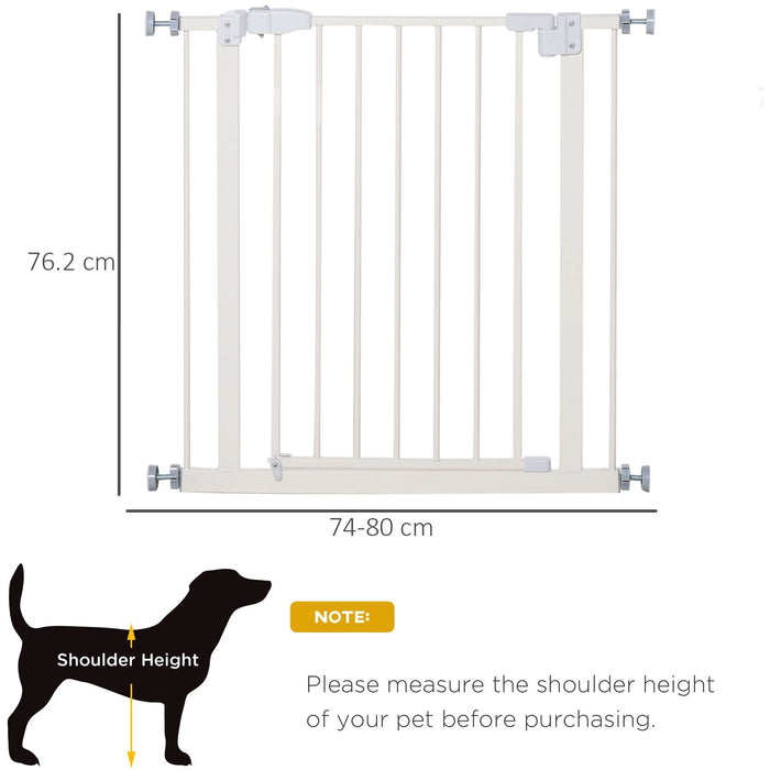 Pressure Fit Stair Gate, No Screws Required, 74-84cm, White