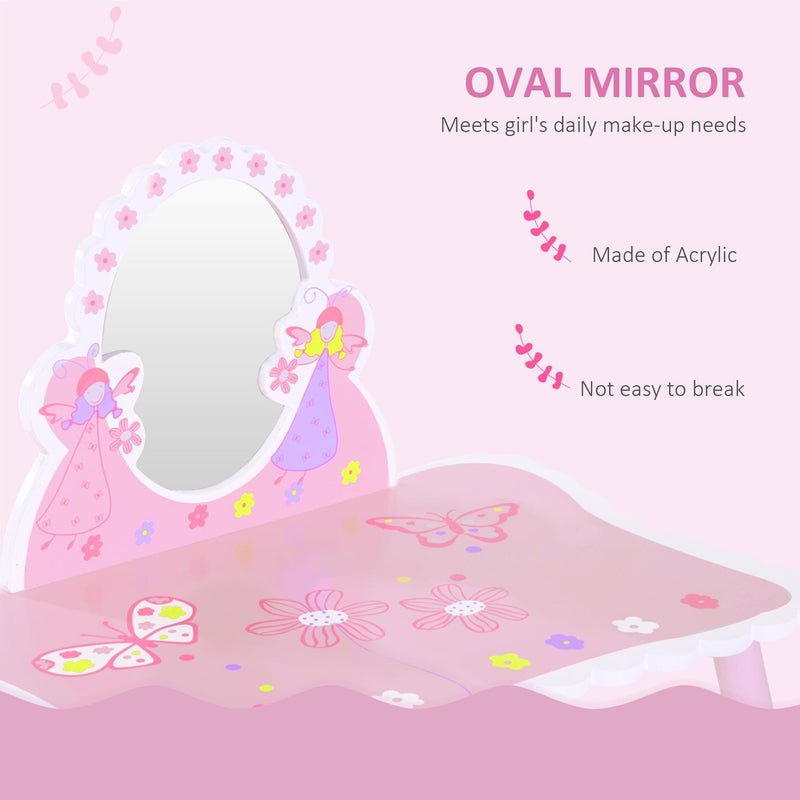 Childrens Dressing Table With Mirror, Fairy Theme
