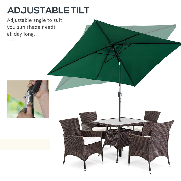 3x2m Stylish Garden Parasol Rectangular - Green