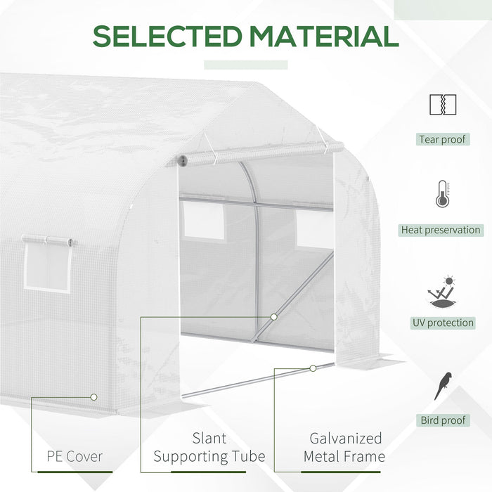 Walk in Greenhouse, Roll Up Door, 4.5x3x2m, White