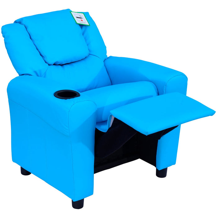 Childs Recliner Chair with Cup Holder - Blue