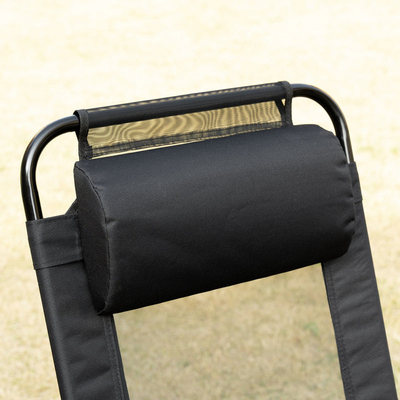 Folding Recliner Patio Chair Set of 2 Black