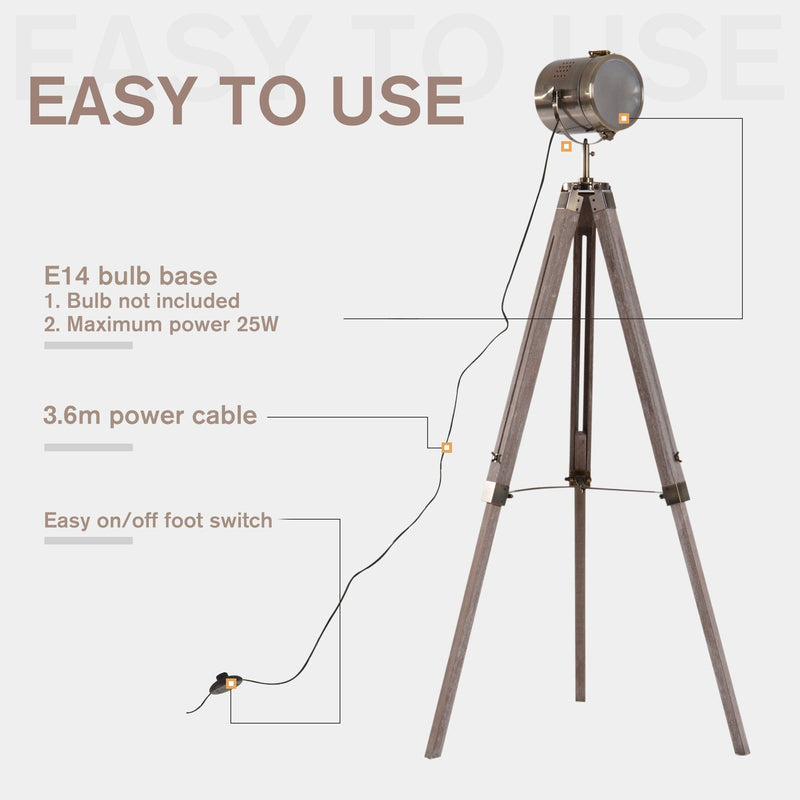 Vintage Tripod Floor Lamp, Photography Spotlight