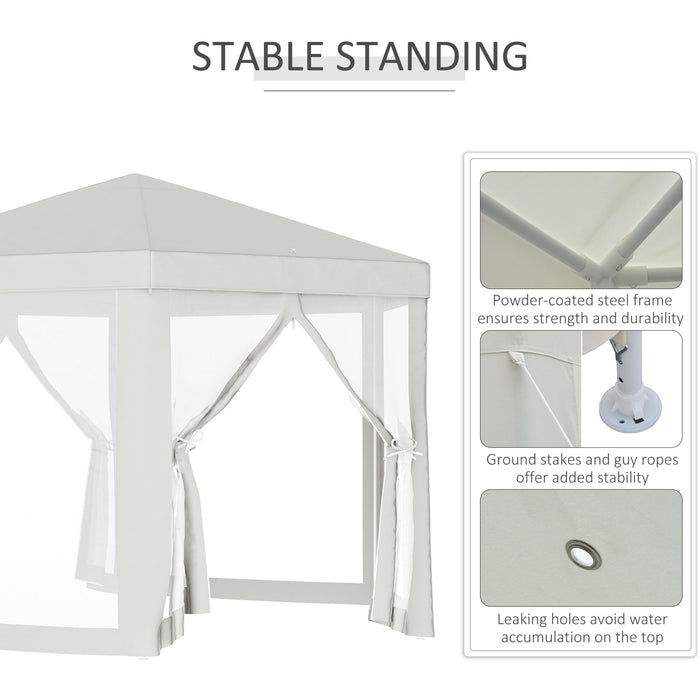 Hexagonal Gazebo With Mesh Sides, 4x4m